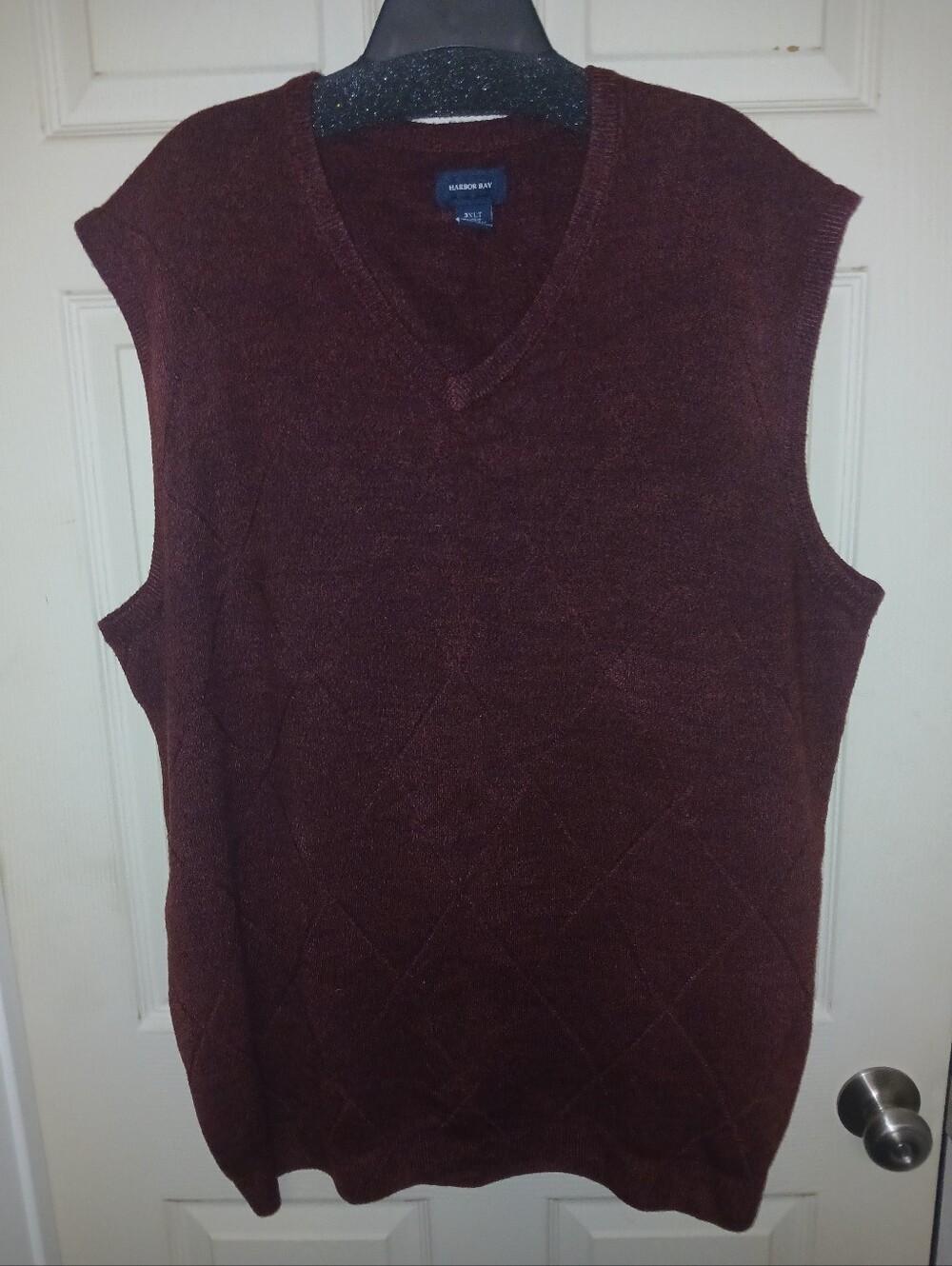 HARBOR BAY Men's Maroon V-Neck Sweater Vest 3XLT